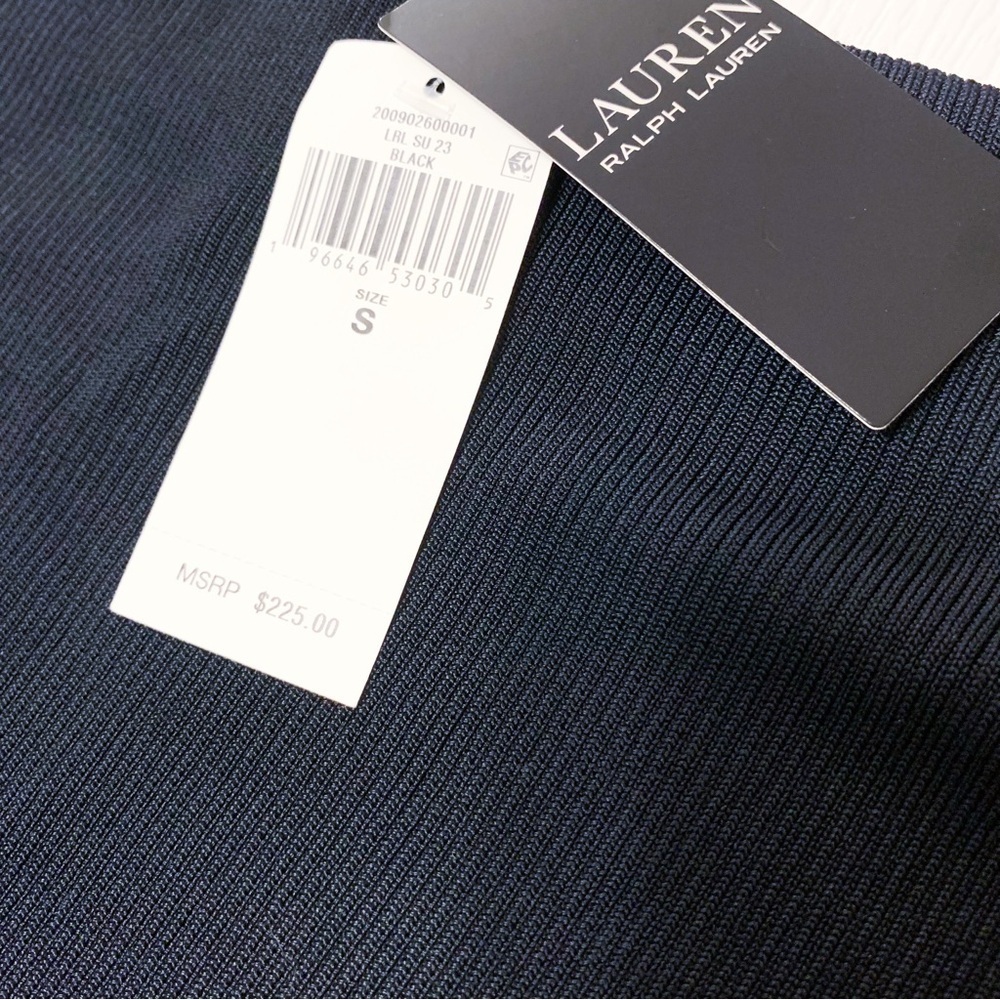 nwt $225 Lauren Ralph Lauren Rib-Knit Pencil Skirt with Fringe-Trim Black Small - Picture 3 of 15